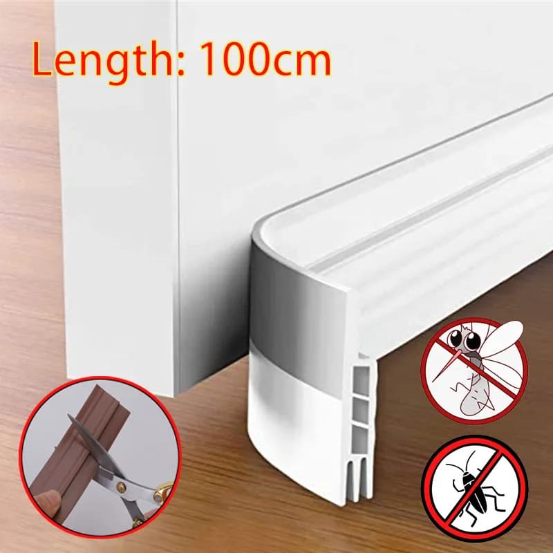 Guarnizione per Porta in Silicone da 100cm, Striscia Sigillante per Fondo Porta, Impermeabile, Antivento, Isolante Acustico