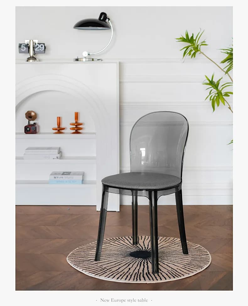 Sedia da Pranzo Moderna in Acrilico Trasparente con Cuscino Imbottito, Design Ergonomico per Cucina, Sala da Pranzo, Soggiorno e Uso Domestico
