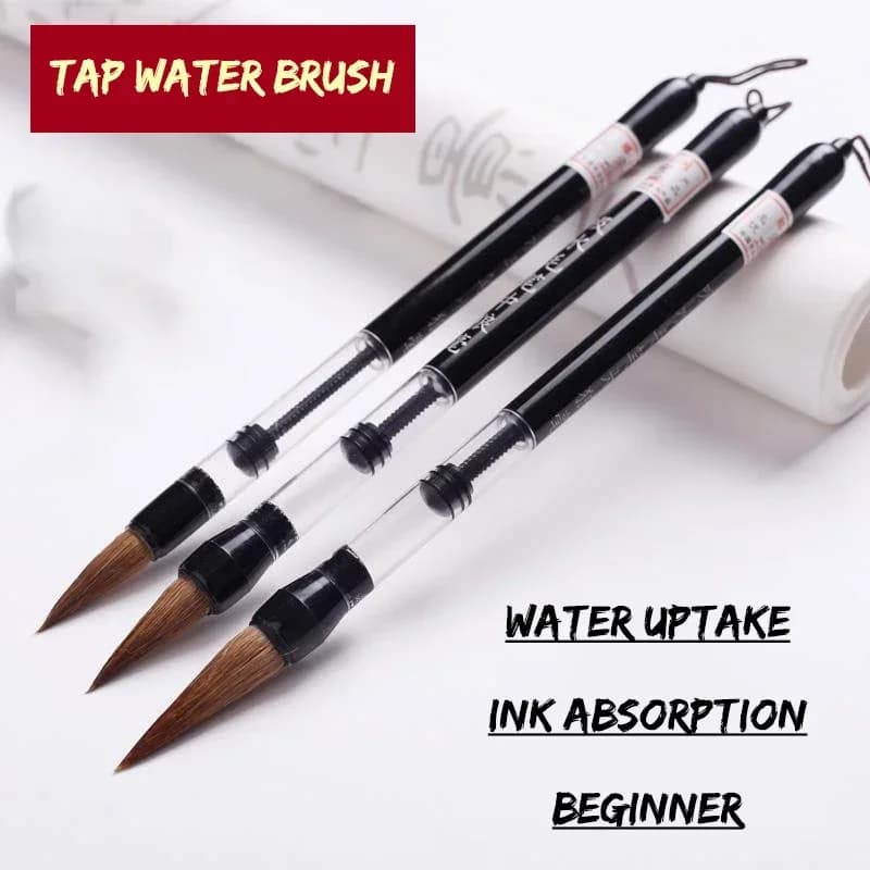 3 Pcs Calligraphy Brush Set Water Storage Paint Brush Pen Automatic Suction Ink Soft Round Point Writing Brush