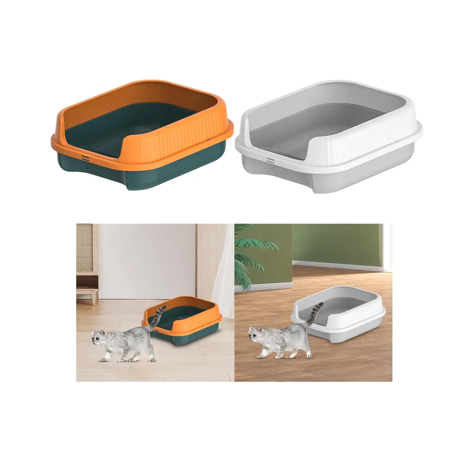 Lettiera per Gatti da Interno, Toilette Semi-Chiusa Antiaderente e Resistente per Gattini, Conigli e Piccoli Animali