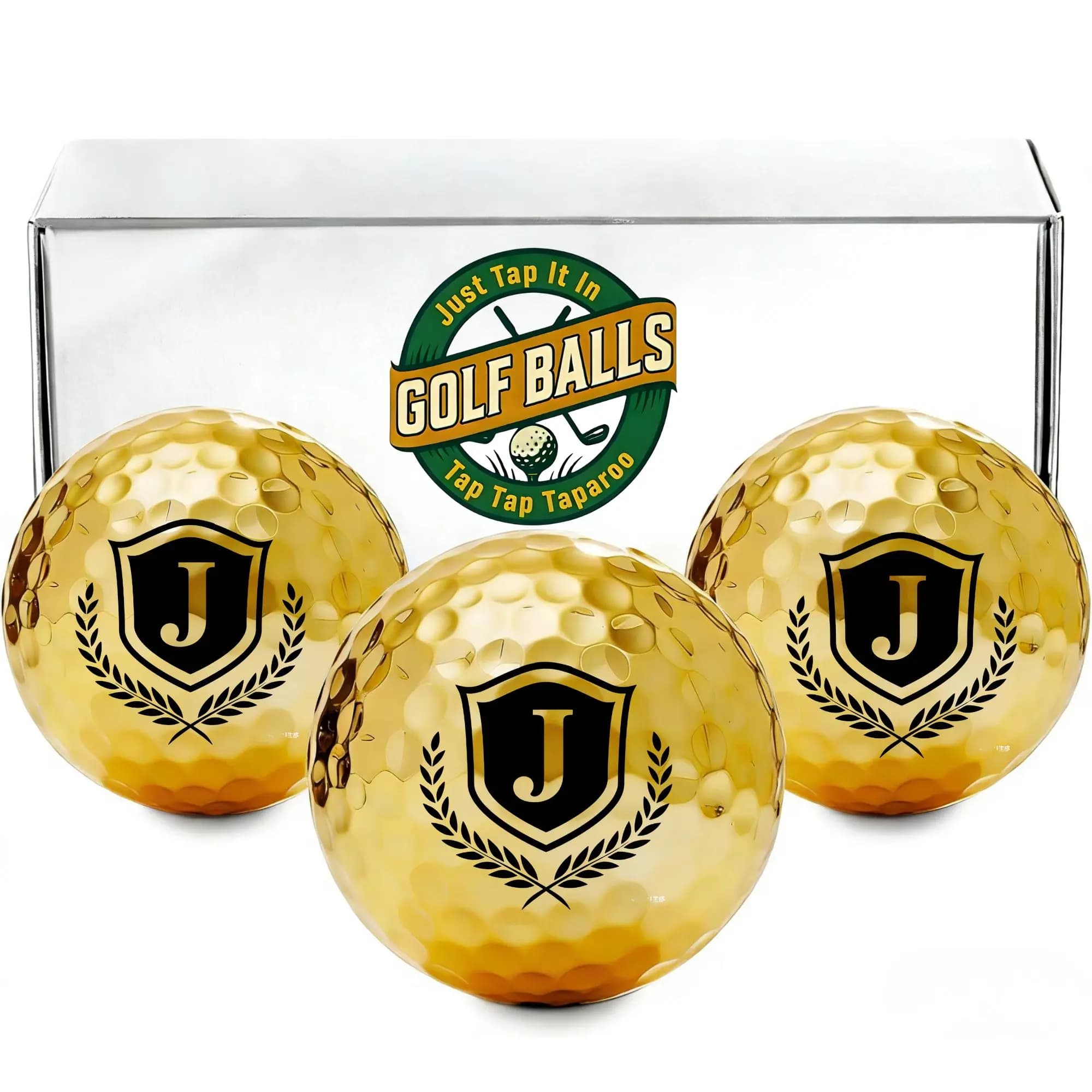 Set di 3 Regali Golf Originali per Uomo, Palline da Golf Dorate con Confezione Regalo, Accessori Cool per Golfisti e Idea Regalo per la Festa del Papà