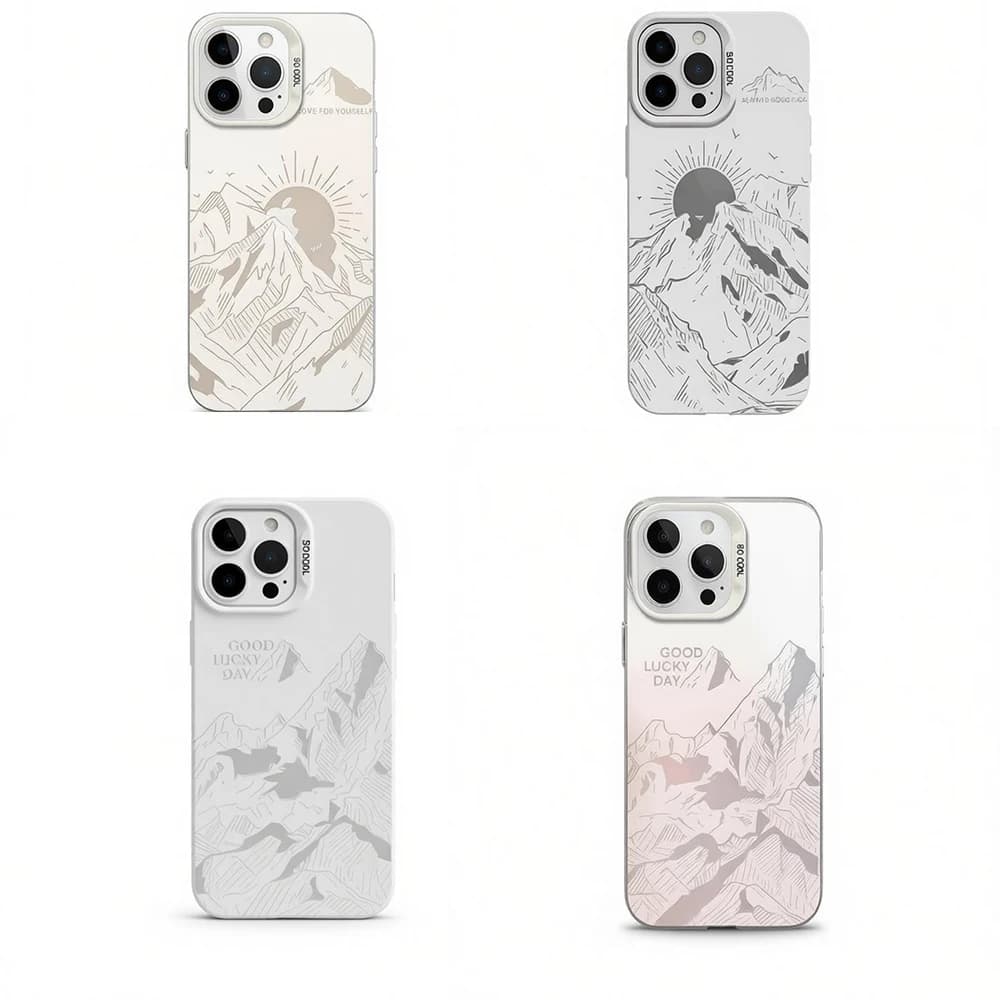 Glossy Snow Mountain Landscape Phone Case For iPhone 17 Air 16 e 15 14 13 12 11 Pro Max Plus Mini Funda Case