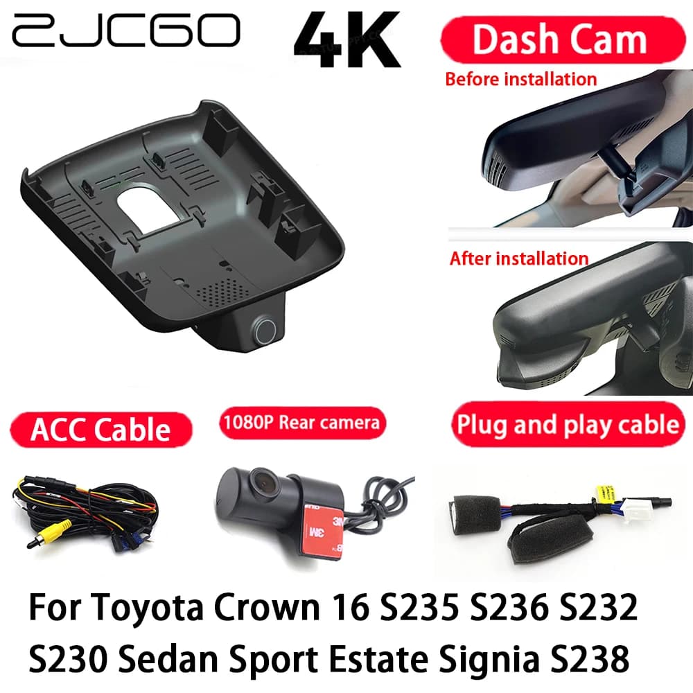 4K Plug and Play Dash Cam Car Camera Recorder for Toyota Crown 16 S235 S236 S232 S230 Berlina Sport Estate Signia S238