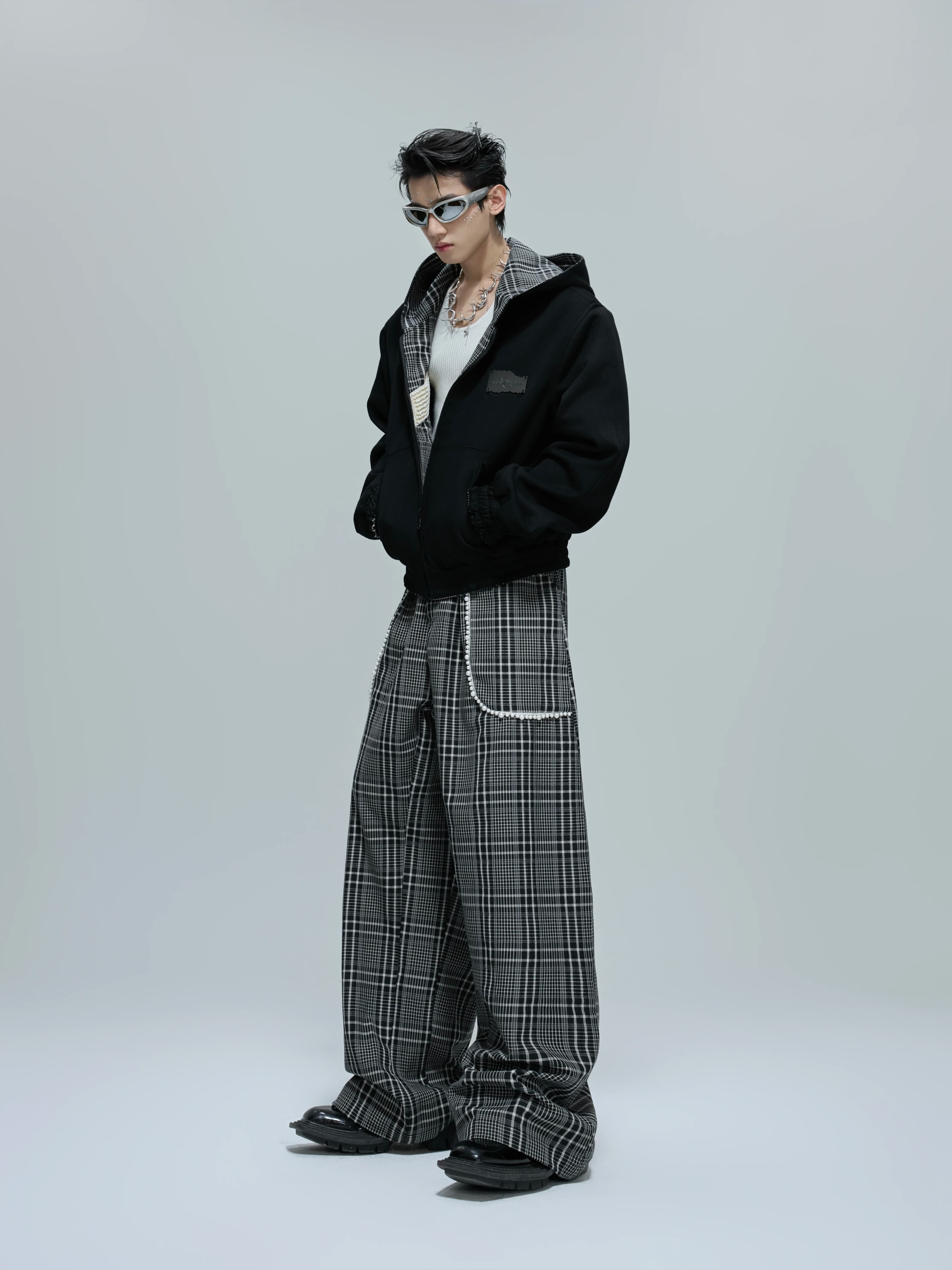 ArguE CulturE Anti-Reflective Pearl Design Hoodie Set Casual Pants Bird Pattern Double-Sided Wear Heavy-Duty Cotton Sweatshirt