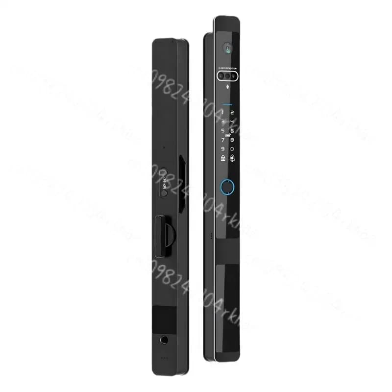 Vendite calde Serratura per porta con impronta digitale sottile in alluminio Riconoscimento facciale 3D Serratura automatica intelligente per fotocamera scorrevole in stock