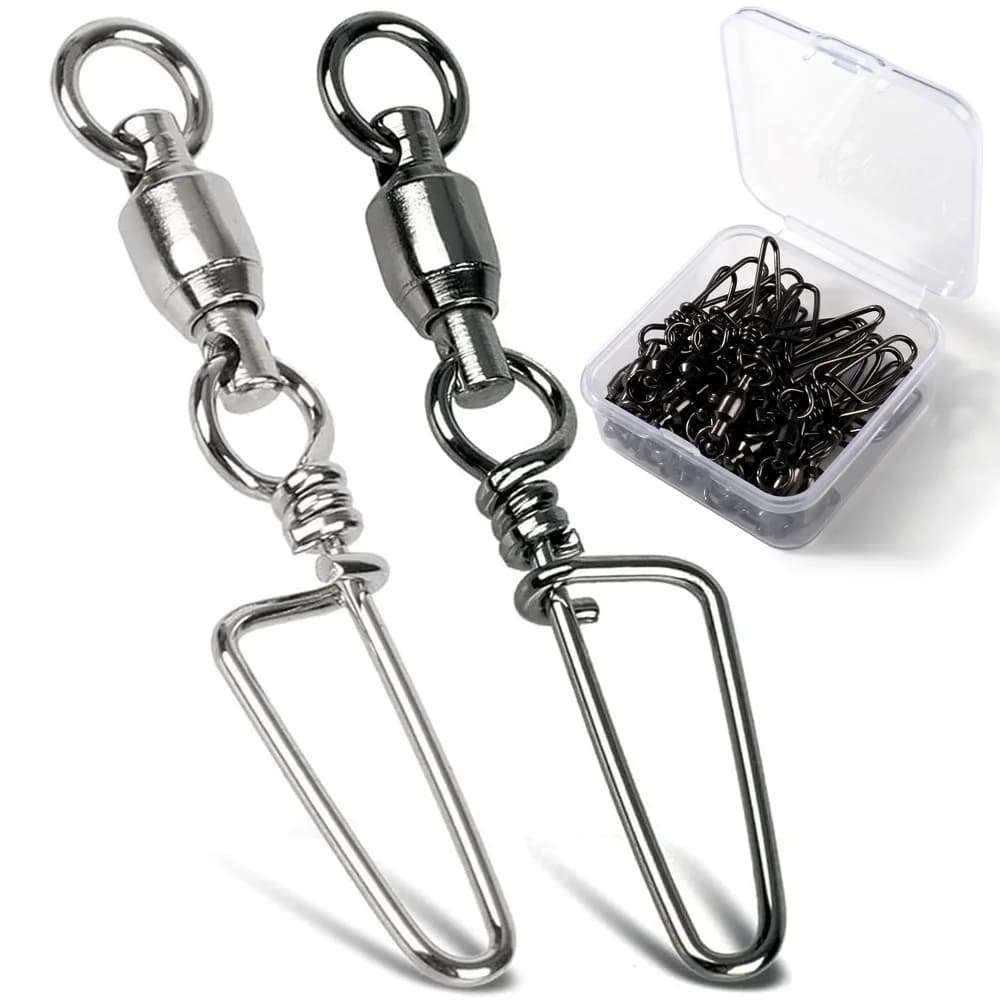 30 Pieces/Screw Connectors with Mosque, Rotating Ring with Bearing, Kit Fishing Accessories with Hook for Esche and Connectors for Wire