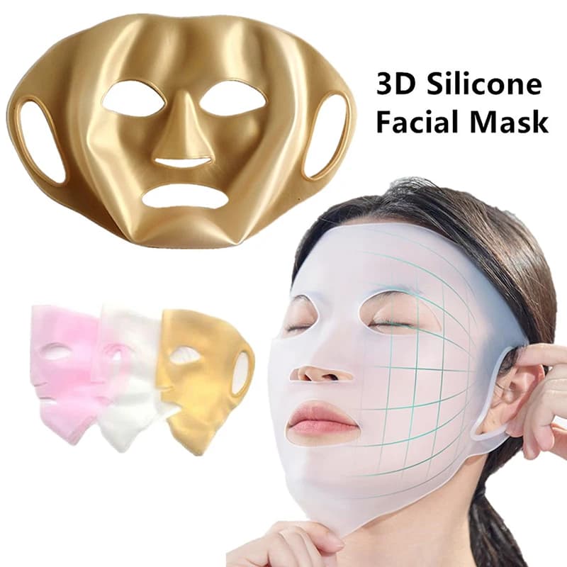 3D Silicone Facial Mask for Women, Reusable, with Elastics for the Earrings, Lifting Effect and Rassodante, Anti-Wheel Care Tool