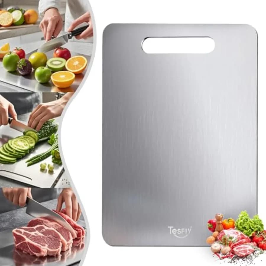 New 100% Pure Titanium Tagliere, Double Facial Kitchen Tagliere for Food, for Meat, Fruit and Vegetables, 15 x