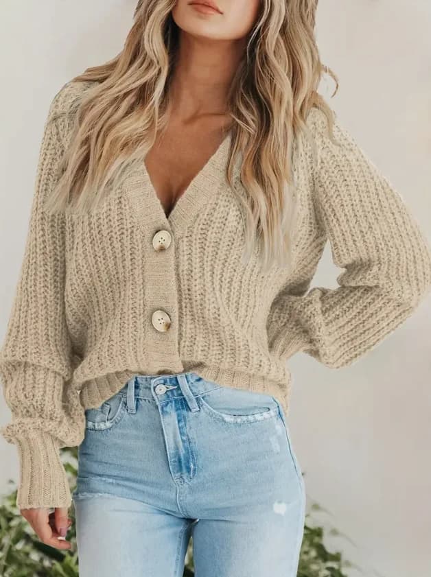 Cardigan in Maglia Tinta Unita da Donna, Casual ed Elegante, per Autunno Inverno, Ideale per il Quotidiano e il Pendolarismo