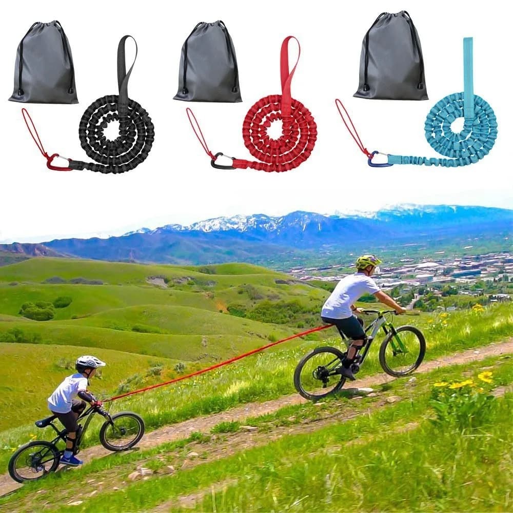 Retractable Bicycle Tow Traction Rope, Cycling Stretch Pull Strap for Parent-Child Riding, 3M Trailer Tow Rope with Carabiner