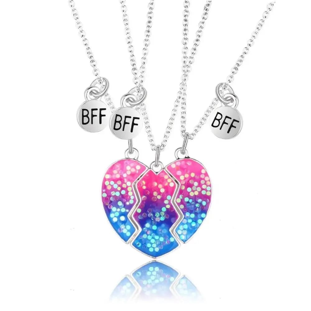 Set di 3 Nuove Collane dell'Amicizia con Ciondolo a Cuore in Lega, Gioielli BFF, Graziose Collane con Cuori Intrecciati