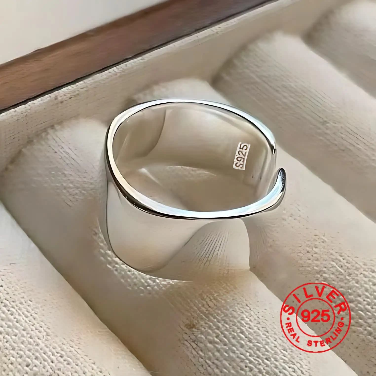 Anello semplice in argento sterling 925 per le donne Gioielleria raffinata Anello liscio vintage aperto regolabile con dito per il regalo di compleanno della festa