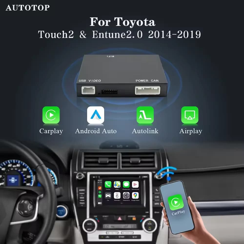 AUTOTOP Wireless Carplay Android Auto Per Toyota CHR Corolla Camry Auris Prius Yaris Highlander Touch2 Entune 2.0 Modulo Decoder