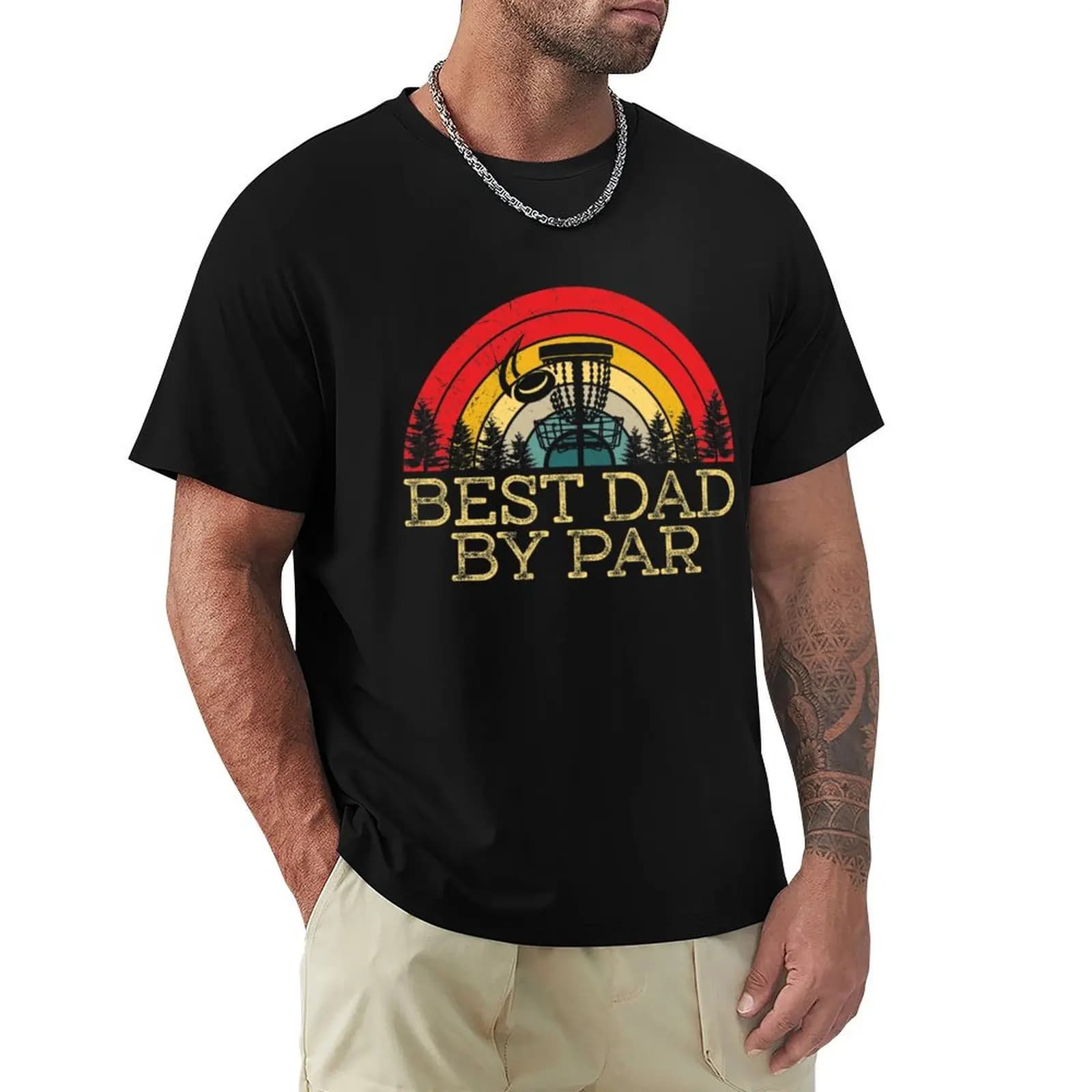 Best Dad by Par Dad Disc Golf Gift T-Shirt Big and Tall Solid Color T-Shirt