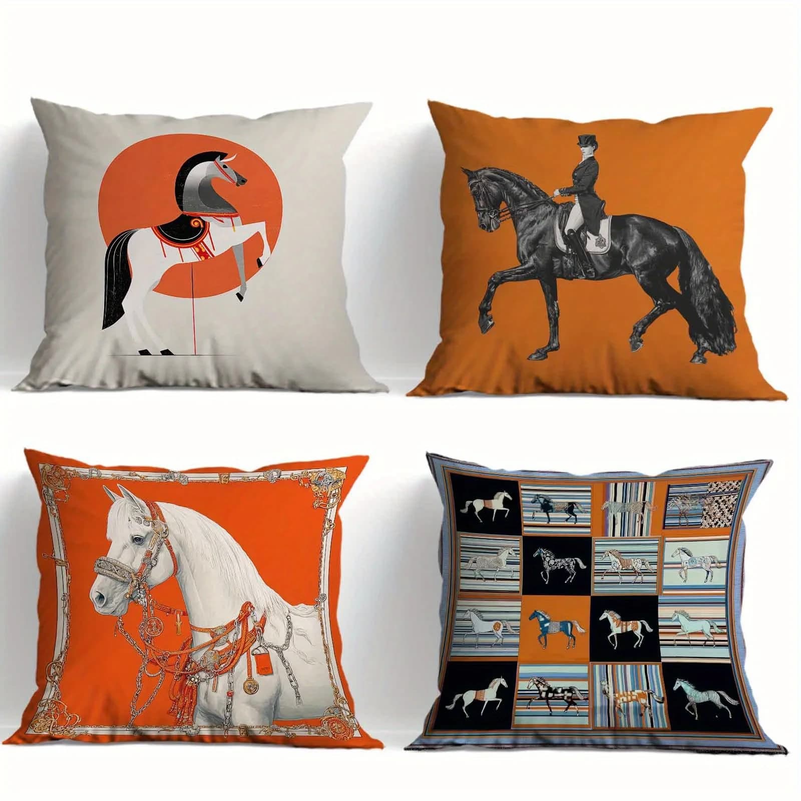 1pc Equestrian Horse Print Throw Pillow Cover, 2D Double-Sided Print Soft Polyester Cushion Case for Home Sofa Bedroom Car Decor