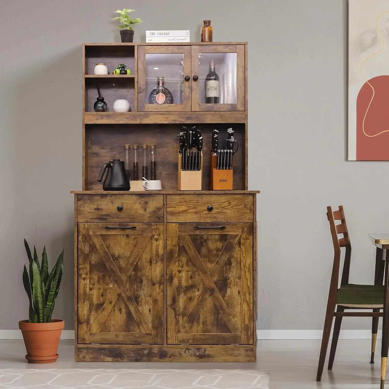 Armadietto della spazzatura da cucina Homfa, porta spazzatura nascosto con doppio inclinazione con 2 cassetti, ripiani e porta della stalla