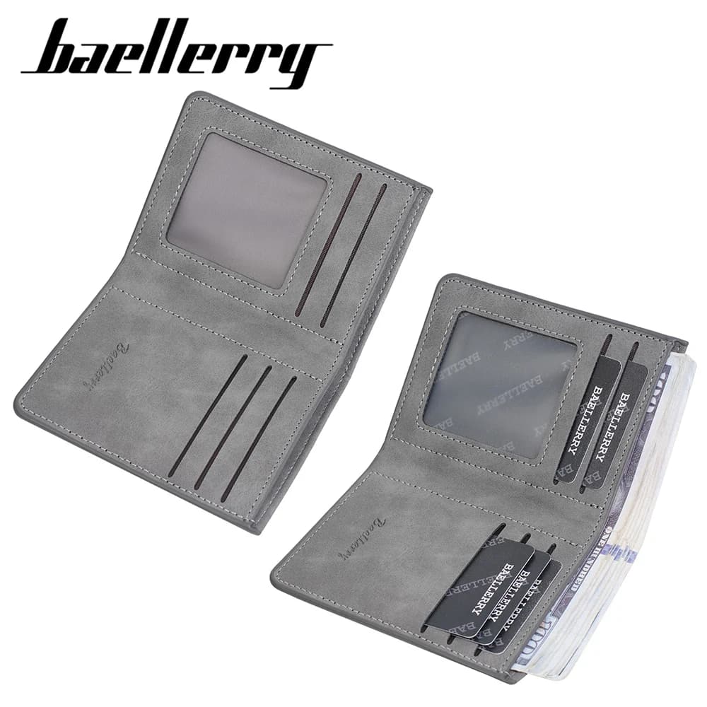Baellerry Portafoglio sottile da uomo 0,3 mm in pelle PU opaca Tasca frontale leggera con piume Blocco RFID Essenziale minimalista