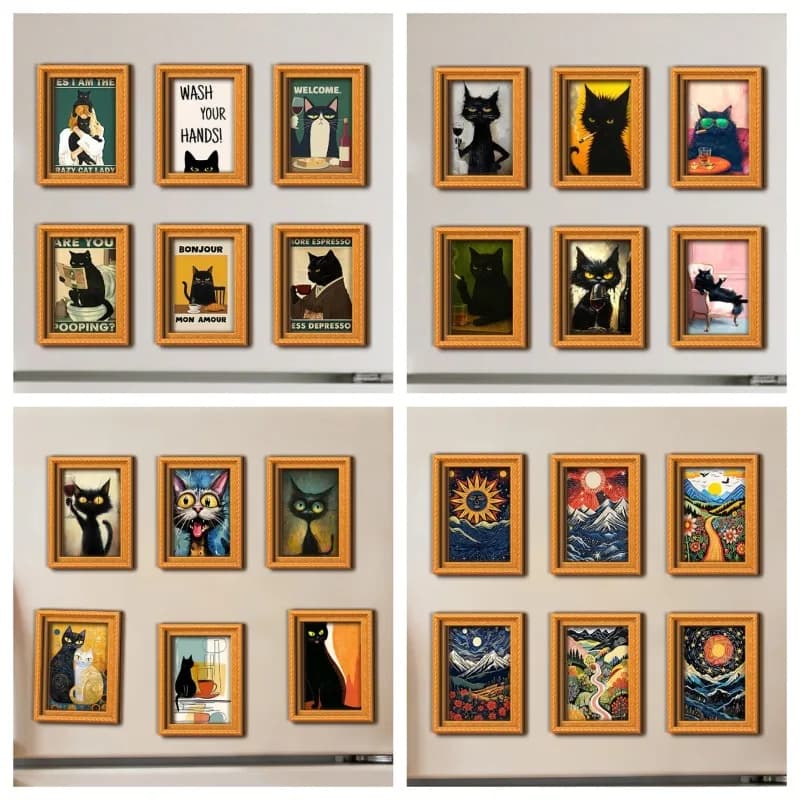 Set di 6 Magneti in Legno per Frigorifero, Cornici Magnetiche per Foto, Adesivi Decorativi, Regalo per Ospiti, Decorazione per la Casa