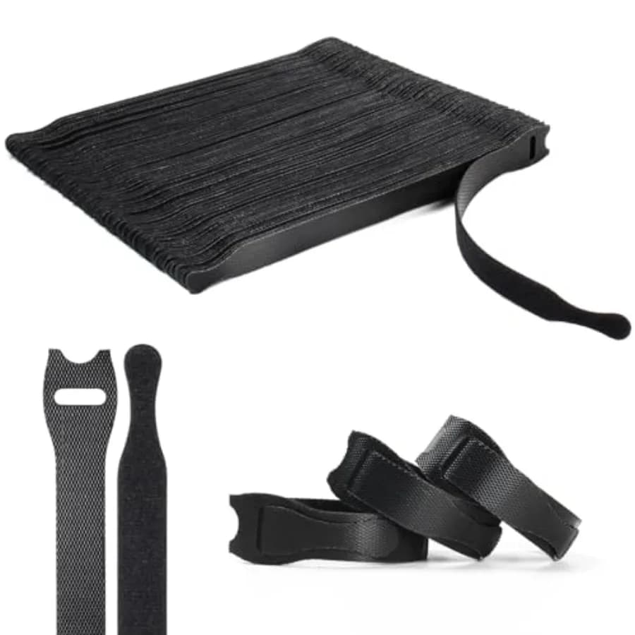 110PCS Reusable Cable Ties, Adjustable 8-inch Cord Organizer Ties, Multi-purpose Hook Loop Cable Management Wire Ties for Organ