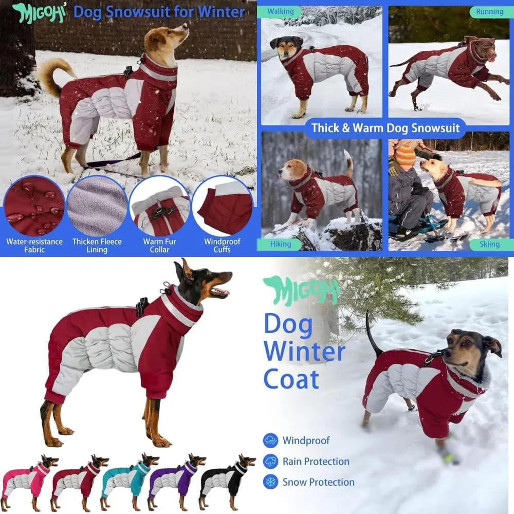 Cappotto Invernale Riflettente e Caldo per Cani con Imbracatura, Foderato in Pile, Antivento, per Cani di Piccola e Grande Taglia, XL