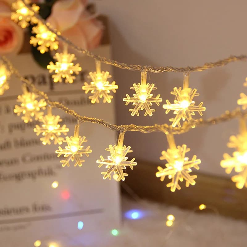 Luci LED a Forma di Fiocco di Neve a Batteria 10/6/3/1,5m, Ghirlanda per Decorazioni Natalizie e Matrimoniali, Addobbi Natalizi per Casa e Feste