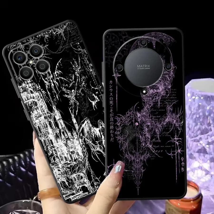 Custodia Morbida per Honor X8b X8a X9a X5c X7b X7a X9C X7d X9b X9D - Cover per Telefono con Arte Gotica Dark Fantasy