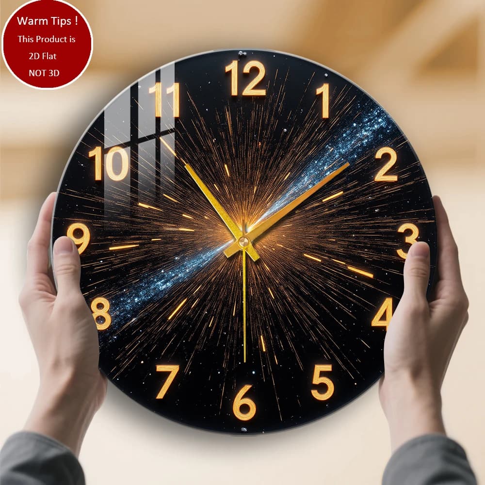 Tempered glass wall clock Starry watch with galaxy fireworks suitable for home room wall decoration or table display anywhere