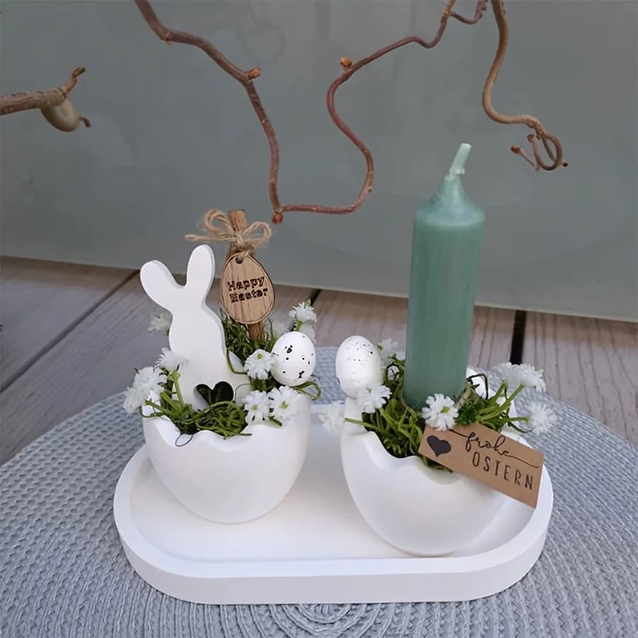 2 pezzi/set stampo in silicone con guscio di coniglio e uovo a forma di cuore - forma irregolare per portacandele, gesso, cemento e produzione di candele