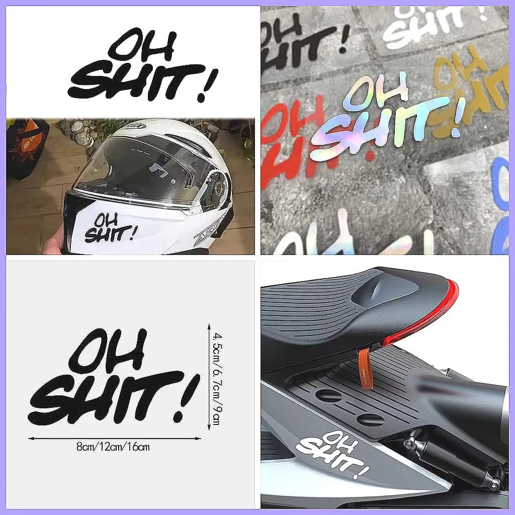 Adesivo in vinile OH SHIT per moto, casco, bici, auto - Impermeabile, resistente, facile da applicare