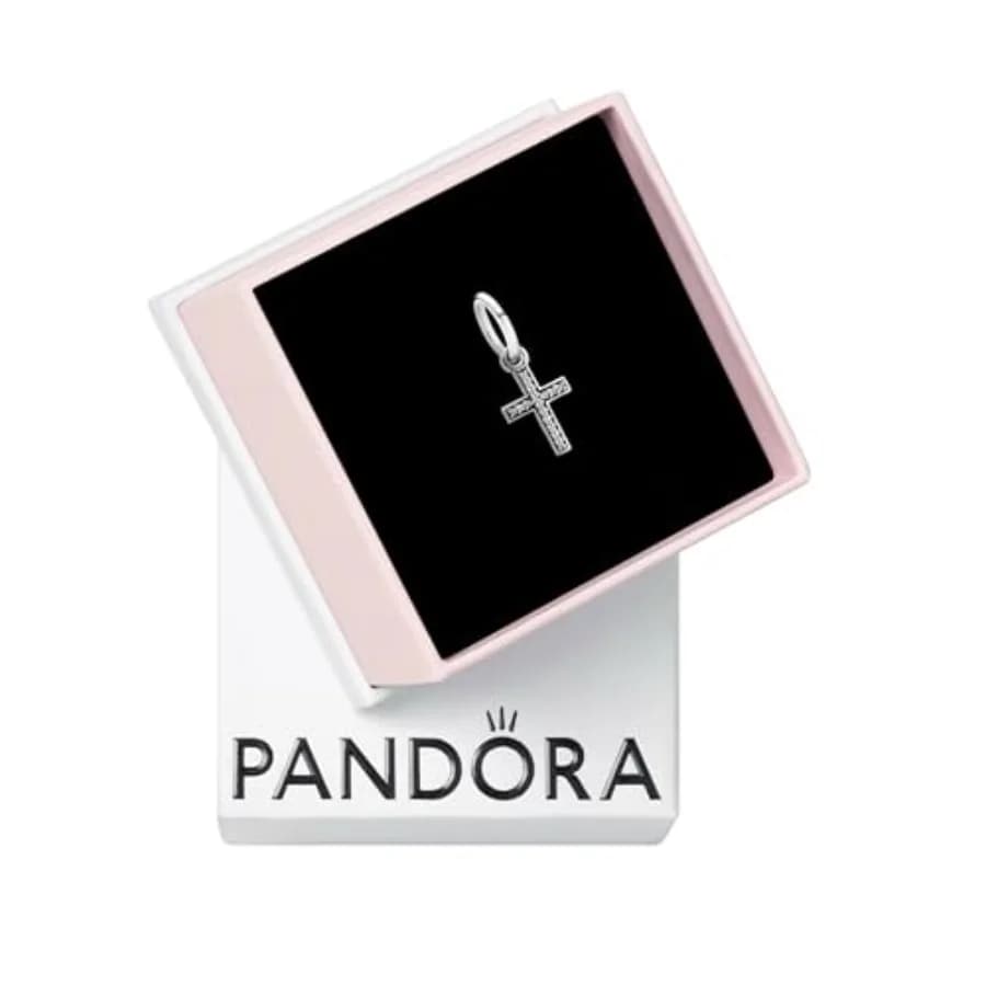 Sparkling Cross Dangle Charm - Faith Symbol Design with Cubic Zirconia Stones - Hand-Finished - Jewelry for Her with Gift Box -