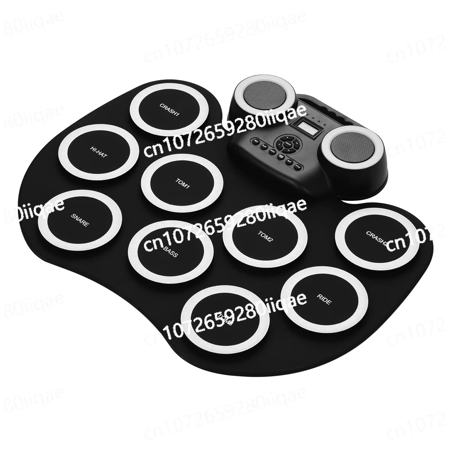 Tamburo elettronico portatile arrotolabile Tamburo digitale in silicone con altoparlanti integrati Pedali Monitoraggio cuffie Luce colorata
