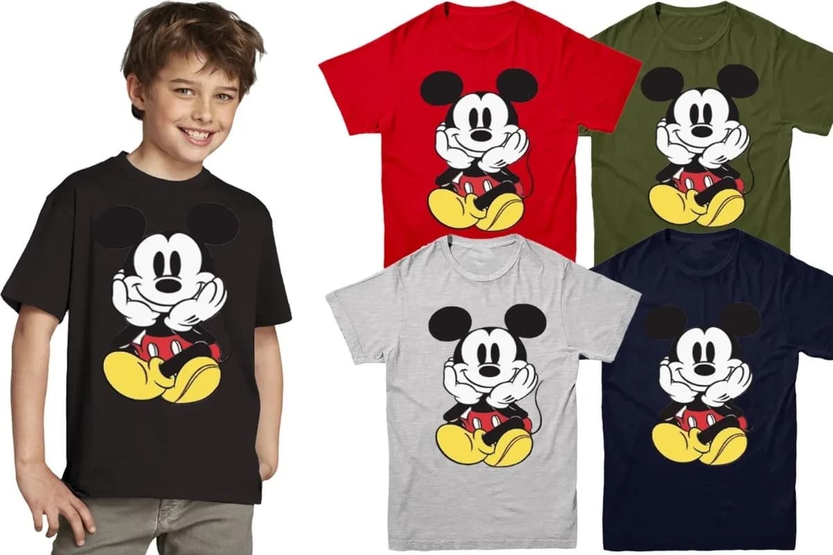 T-shirt in cotone comoda e casual con Mickey, bestseller estate 2026, per adulti, bambini, genitori-figli e coppie, abbigliamento sportivo