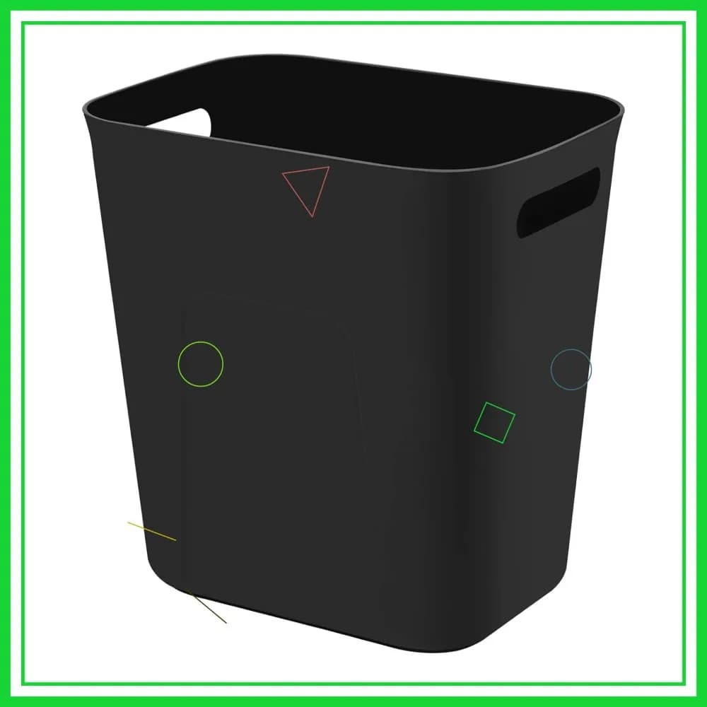 Cestino per rifiuti in plastica da 3,5 galloni per bagno, cucina, ufficio: design durevole e salvaspazio in nero