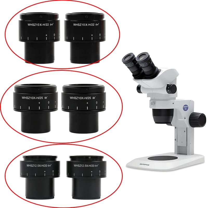 Oculare in Vetro Regolabile a Campo Ampio WHSZ10X 30mm 22mm 25mm per Microscopi Stereo OLYMPUS Serie SZ51 SZ61 SZX7 SZX10 SZX16