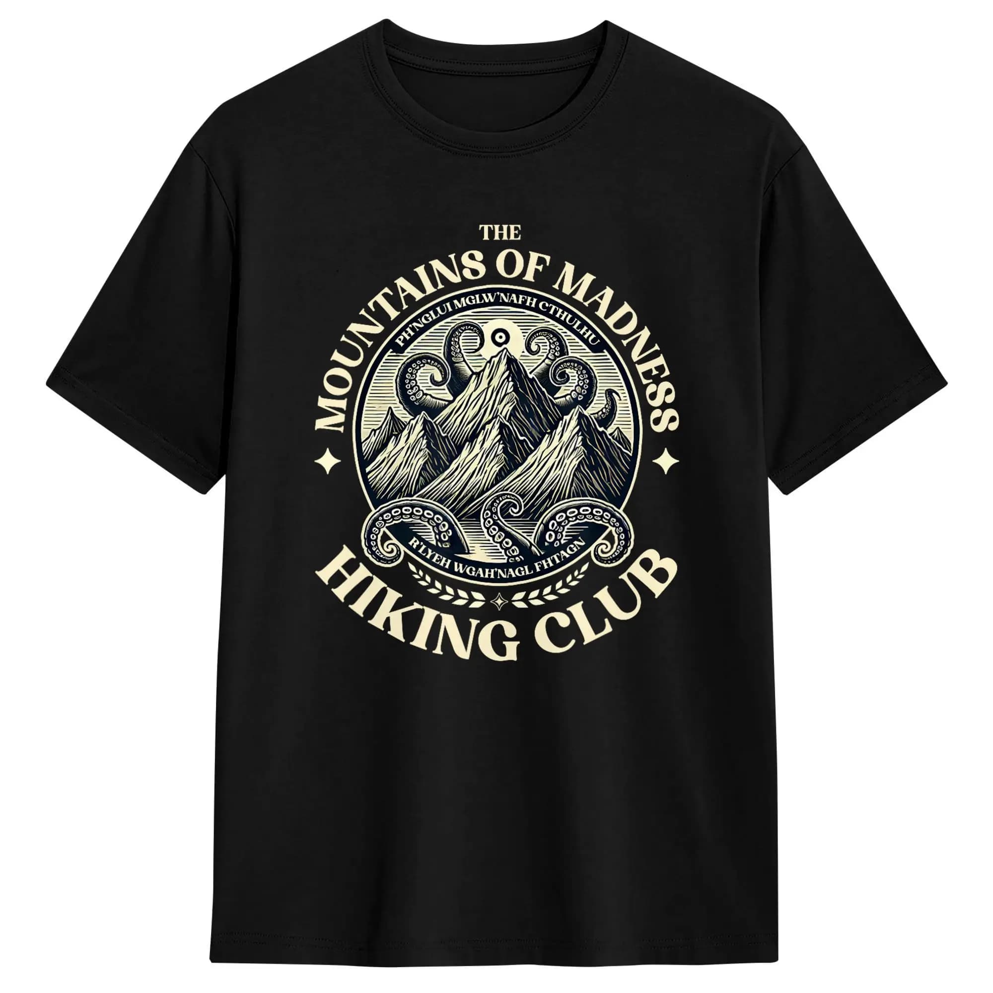 Mountains Madness Lovecraft T-shirt da uomo in puro cotone per escursionismo e Cthulhu Miskatonic, divertenti magliette casual a maniche corte estive Y2K