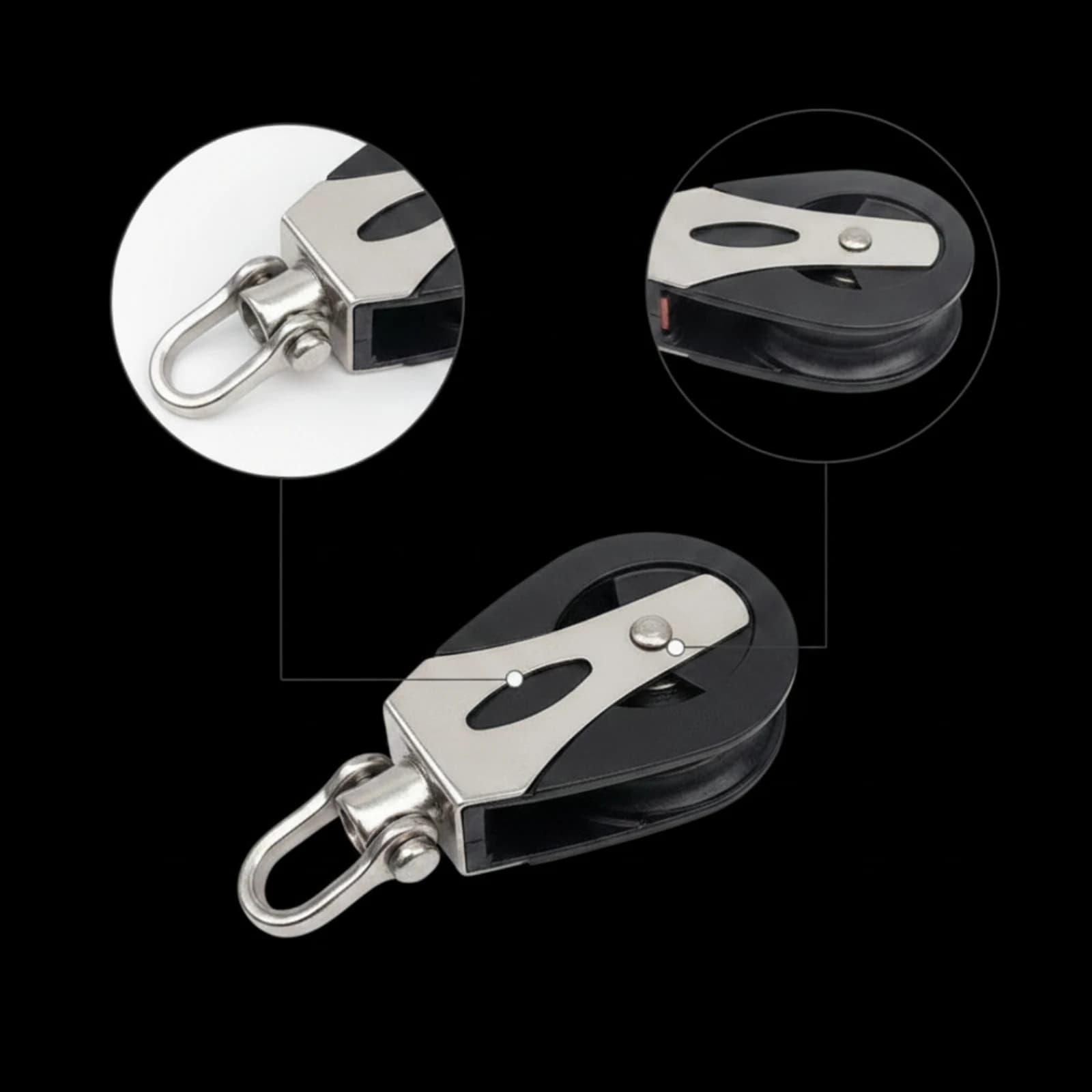 Single Pulley Stainless Steel Rope Pulley Block Compact Hardware Corrosion-Resistant for Sailors, Marine Rigging, Sailing