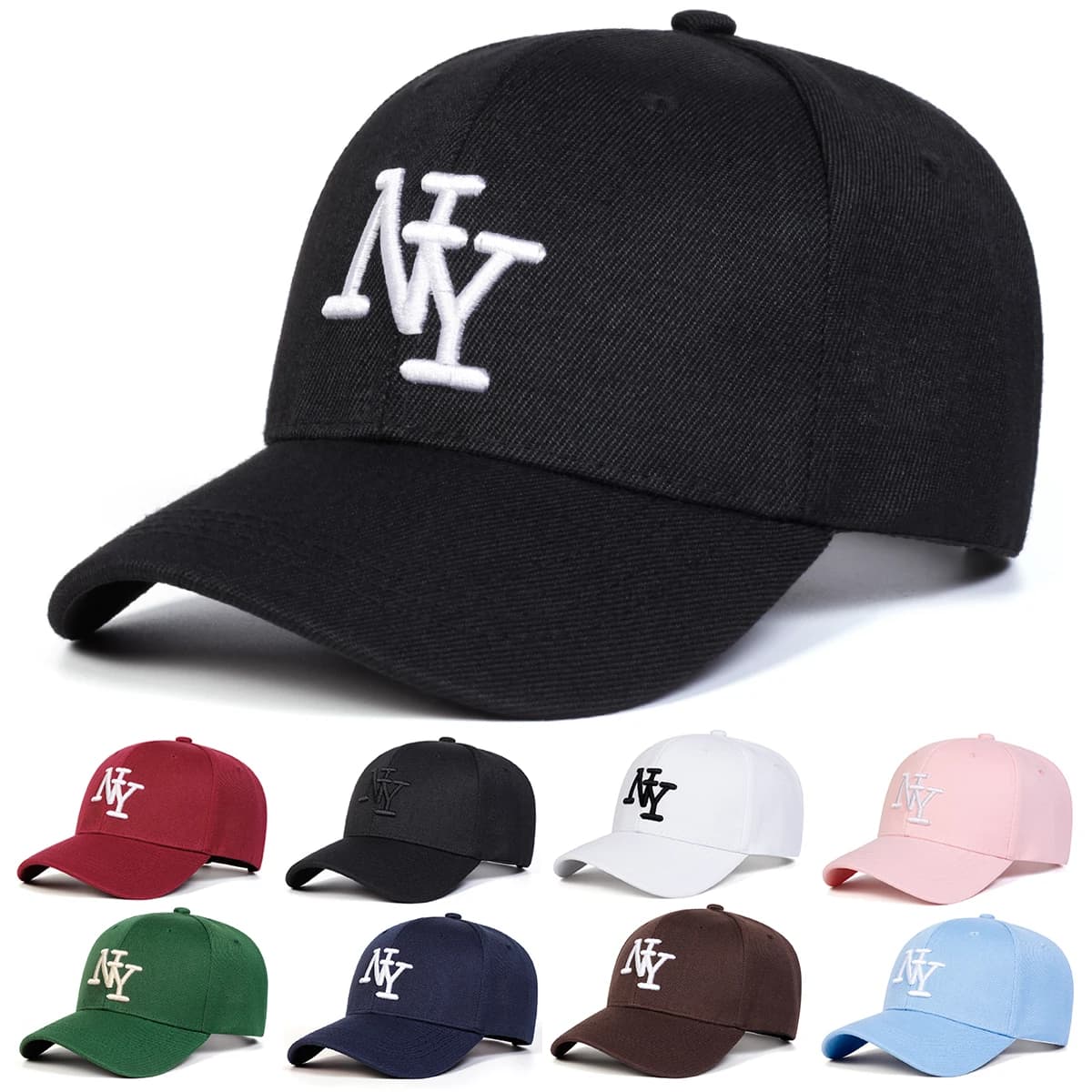 Berretti da baseball unisex con ricamo a lettera NY Cappelli casual regolabili per esterni primaverili e autunnali Cappello per protezione solare Berretto sportivo