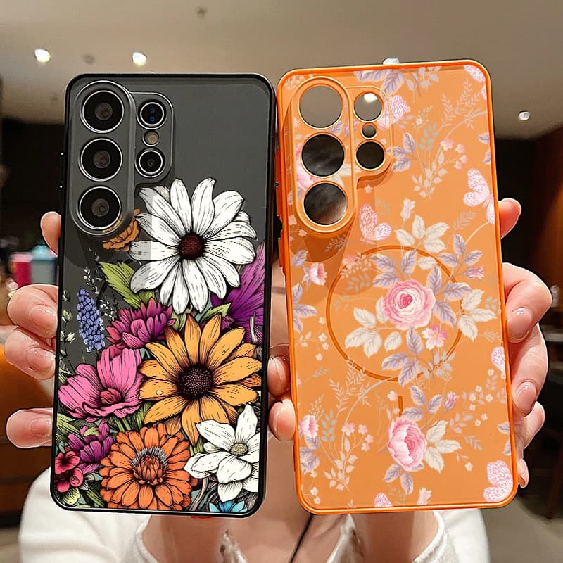 Cover Magnetica Floreale Colorata per Samsung Galaxy S26 S25 Ultra S24 S23 FE A57 A17 A56 A37 A16 A35 A55 A15 A36