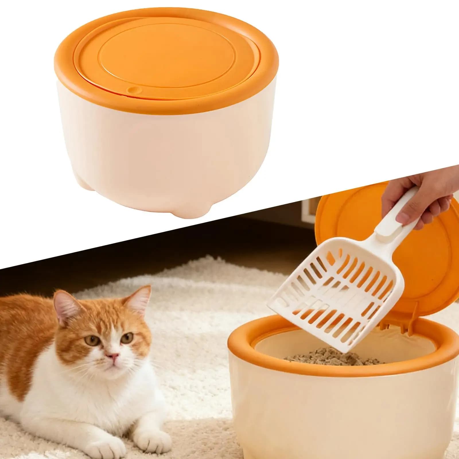 Pattumiera per lettiera per gatti, portatile, pattumiera, mini piano di lavoro, cestino per lo smaltimento della lettiera per gatti, cestino per la spazzatura, con coperchio a pressione, forniture per animali domestici