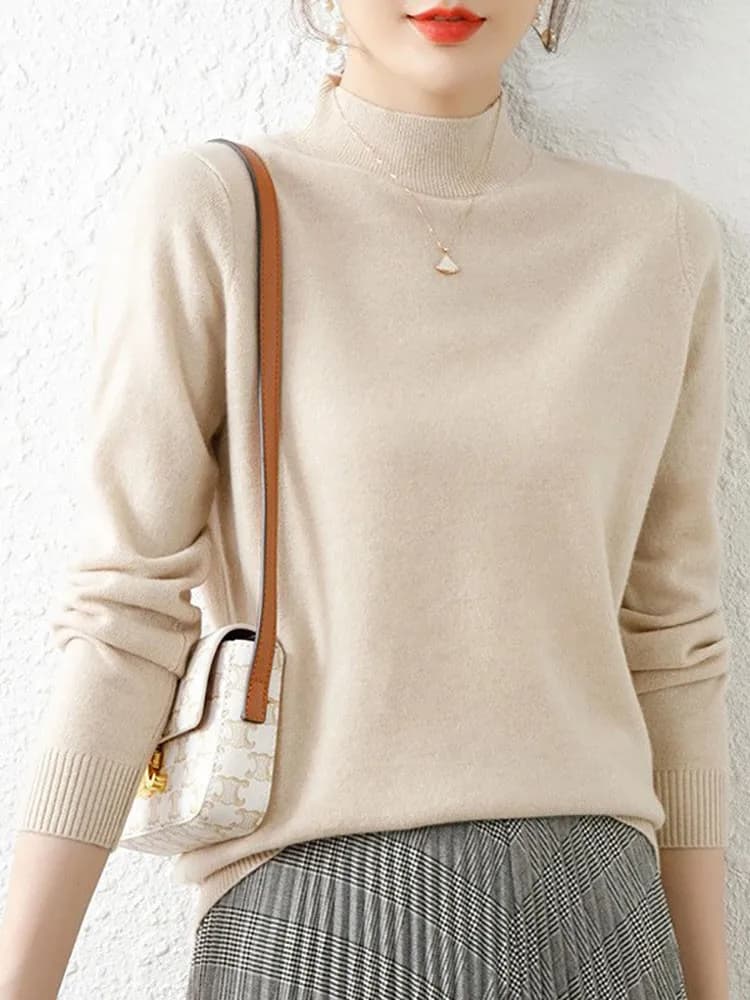 Maglioni dolcevita con fondo autunno inverno Moda donna Pullover chic Maglioni lavorati a maglia a maniche lunghe slim Morbido caldo Pull Femme Top