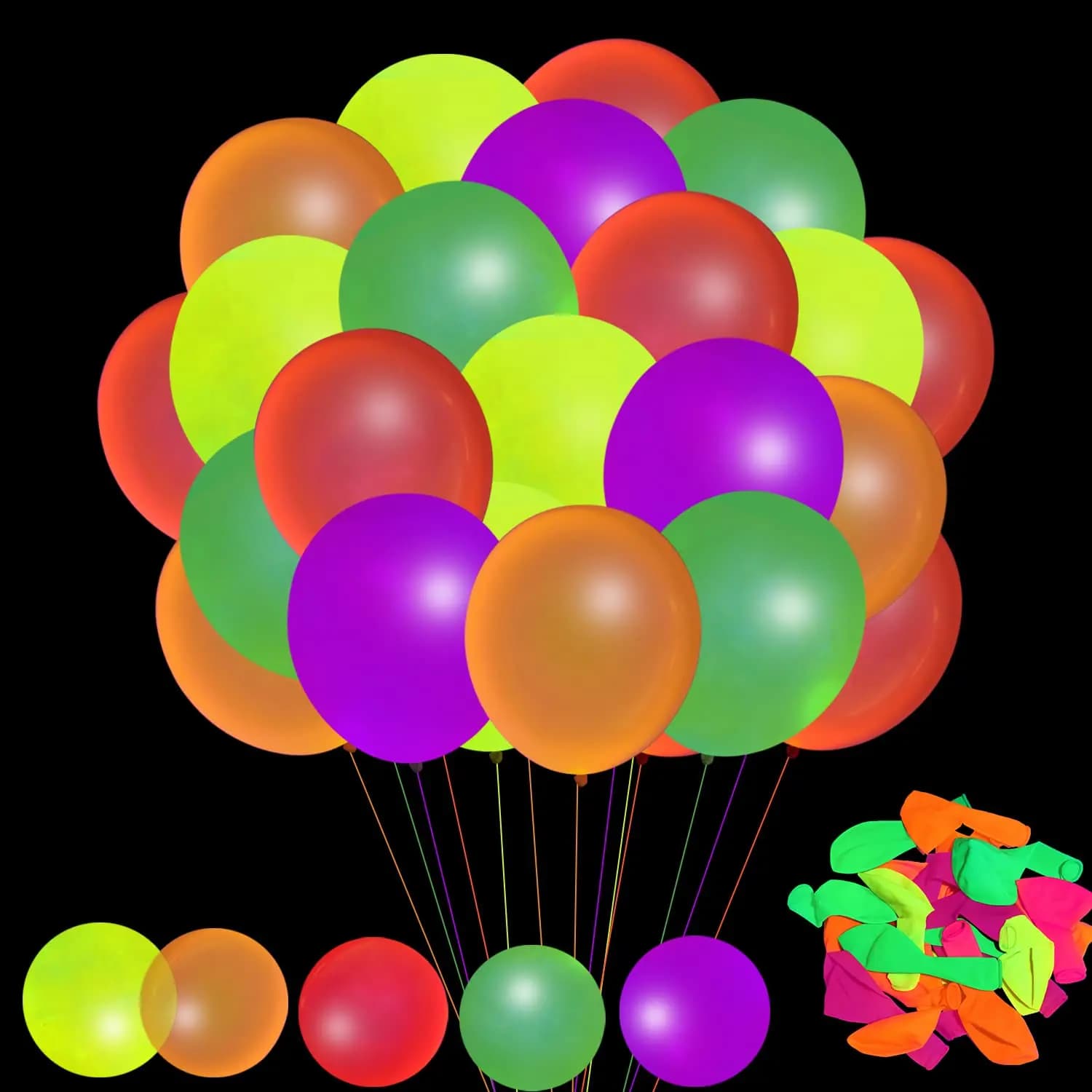 Decorazioni per feste di compleanno, matrimoni e anniversari, luci al neon, palloncini in lattice fluorescenti che si illuminano al buio con raggi UV, 10/12 pollici
