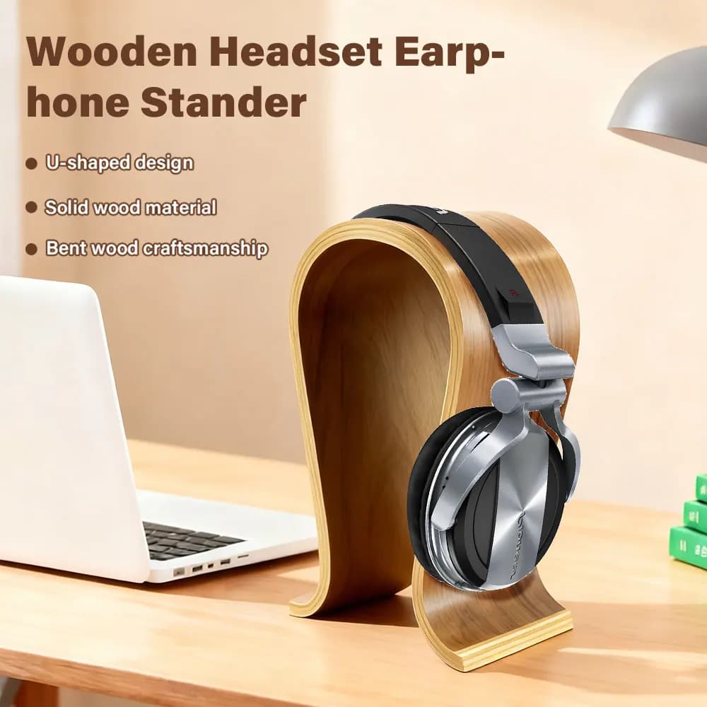 Supporto da scrivania in legno per cuffie, espositore per quasi tutte le cuffie on-ear