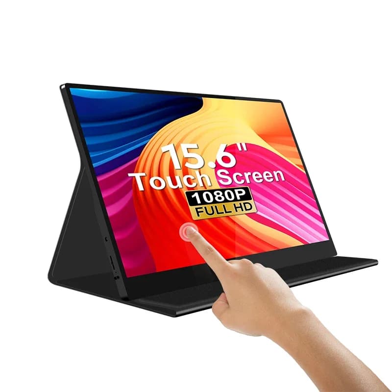 15.6 Duplex Laptop Monitor with USB-C Touchscreen, Leather Case and Laptop and Mobile Phone Support