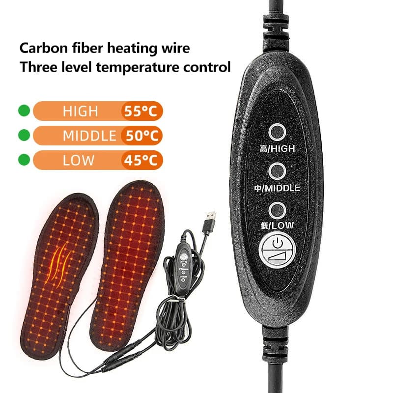 Solette per scarpe riscaldate ricaricabili tramite USB Scaldapiedi elettrico lavabile per sci ed escursionismo