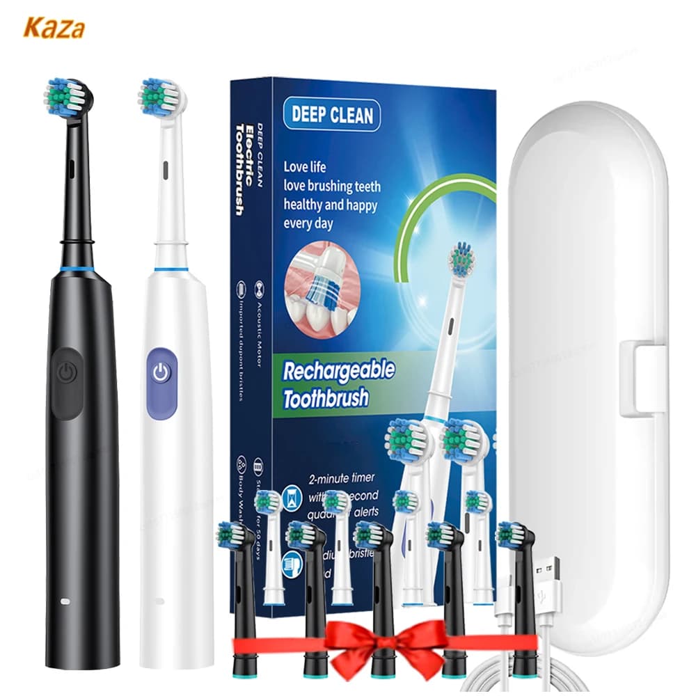 Nuovo modello: spazzolino elettrico rotante a testa tonda, tecnologia Sonic Wave completamente automatica, impermeabile, setole morbide, Smart Magn