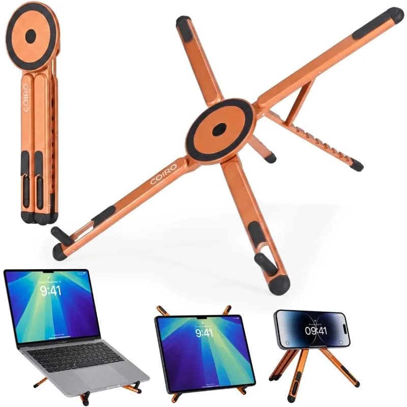3-in-1 Magnetic Foldable Stand for Laptop Tablet & Phone Portable Aluminum Laptop Riser with Multi-Angle for Desk, Home & Travel
