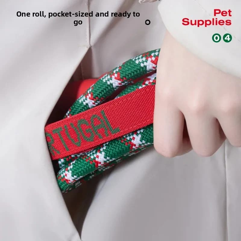 Portugal National Team Theme Pet Leash Adjustable Nylon Slip P Chain Dog Collar Traction Rope for Medium Large Puppy Dogs