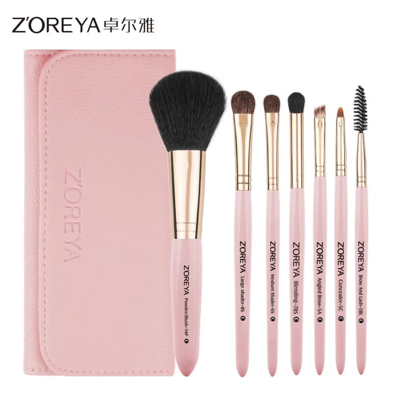 Zoreya Loose Powder Beauty Tool Set Beginner's Concealer Foundation, Eyeshadow Brush, 7 Makeup Brushes, Complete Set