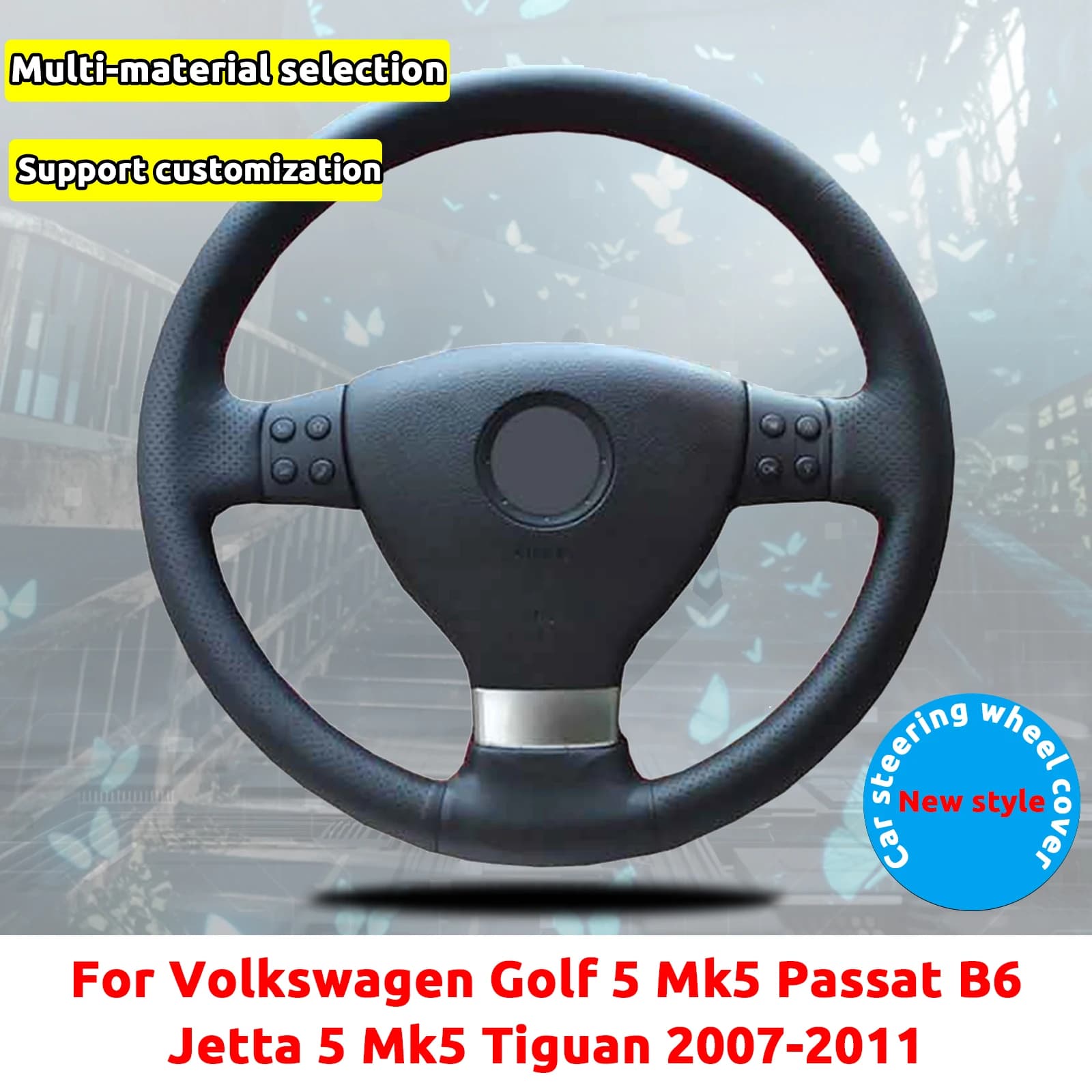 Stile OEM Per Volkswagen Golf 5 Mk5 Passat B6 Jetta 5 Mk5 Tiguan 2007-2011 Coprivolante per auto in pelle microfibra