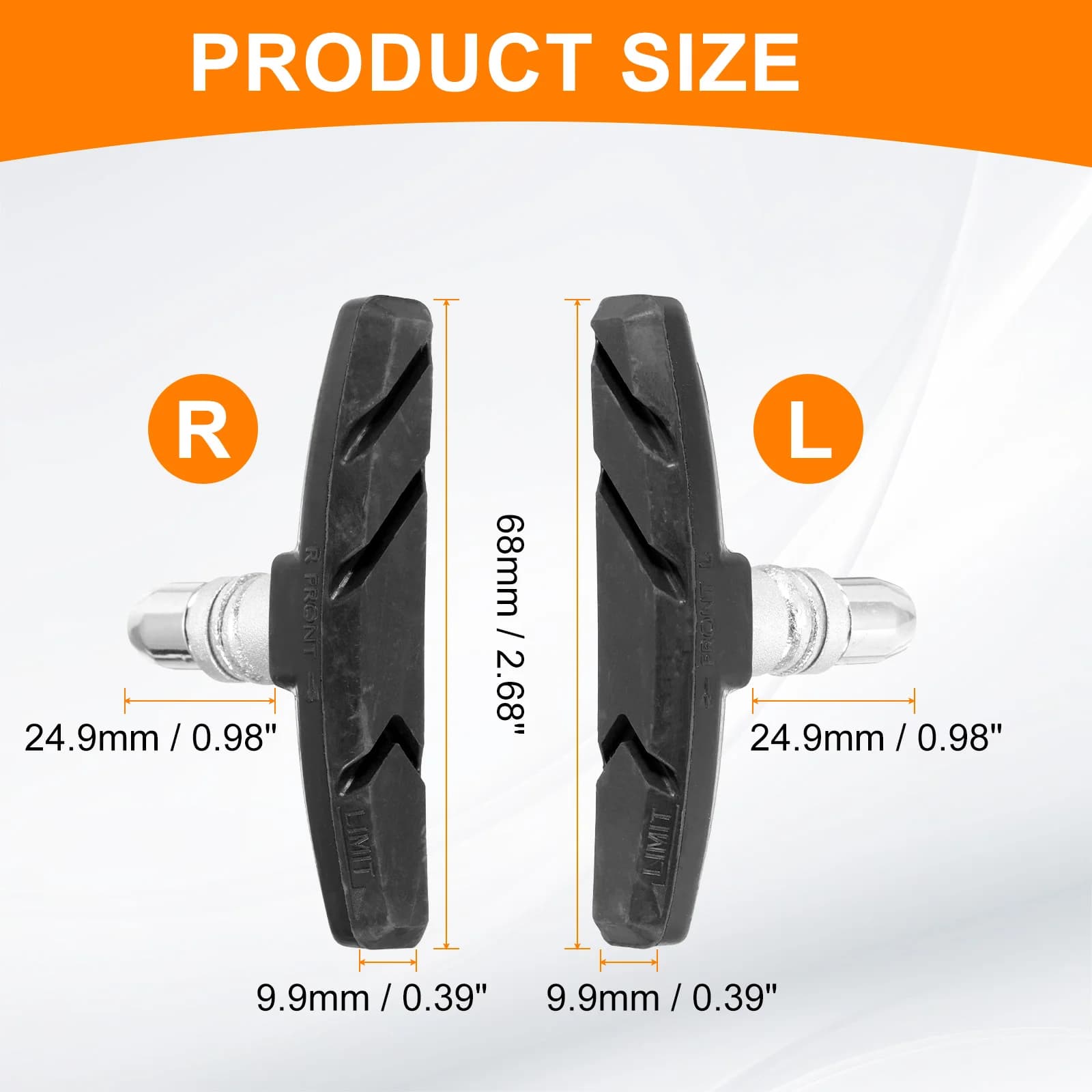 1 Paio di Pastiglie Freno V-brake in Pelle Silenziose per Bicicletta, Blocchi in Gomma Neri 70mm Antiscivolo e Resistenti all'Usura